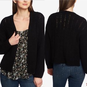 1. STATE Black Pointelle Open Front Cardigan Medium NWT